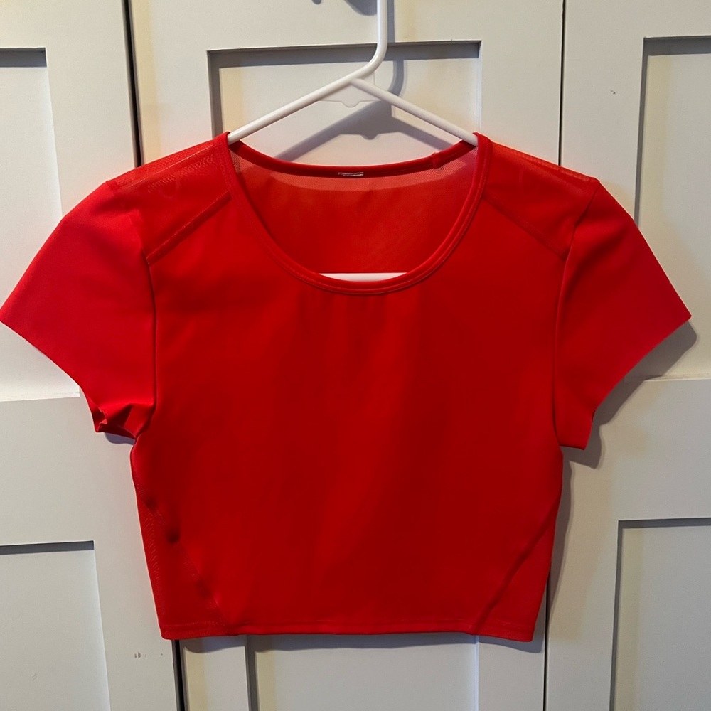Athletic Mesh Back Cropped Red T By Offline: Aerie